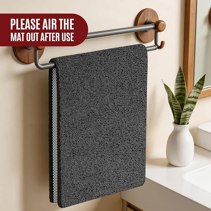 47 * 16in Shower Mat Bathtub Mat Non Slip | Bathmats Non Slip, Quick Drying Foot Scrubber Loofah Mats for Inside Shower, Tub, Bathroom, Home, Black