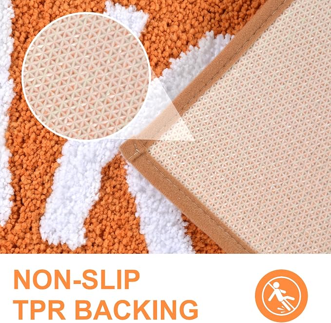 Zeeinx Get Naked Bath Mat Cute Bathroom Rugs Orange Bath Mat 20”x32” | Non Slip Absorbent Microfiber Machine Washable Orange Bathroom Rugs for Tub and Shower Orange Bathroom Decor