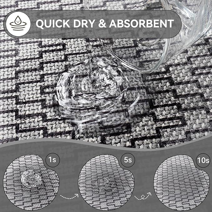 Non Slip Bath Mat, Thin Bathroom Rugs Fit Under Door, Grey 24x35 | Quick Dry Absorbent, Rubber Backing Washable Bathmat, Shower Mat for Bathroom Floor, Tub and Outside Shower, Home Decor