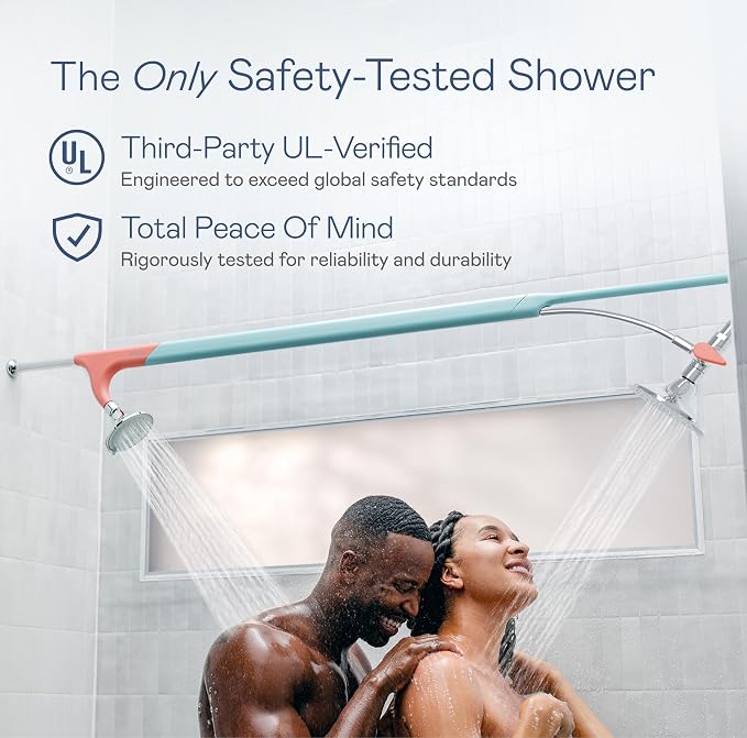 BOONA Tandem Shower as seen on Shark Tank | Dual Shower Head for Couples | Retro Miami, One Showerhead