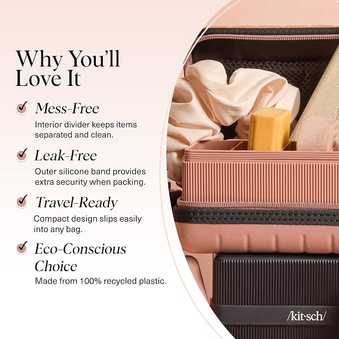 Kitsch 4-Compartment Travel Soap Case – TSA-Approved Bar Soap Holder | Travel Organizer, Bar Soap Case - Lightweight, Durable, Leak-Proof, Made from Recycled Plastic – Terracotta