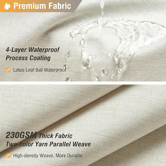 Linen Textured Waterproof Fabric Shower Curtain, 72x90, Light Cream | Heavy Duty Polyester Cloth, 12 Plastic Hooks, Quick-dry, Elegant Drape, Modern Hotel Style, Bathroom Decor, Machine Washable