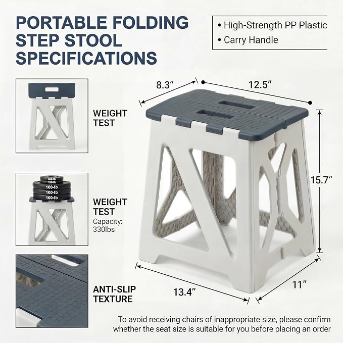 Folding Shower Chair seat is Suitable for Indoor Shower stools Elderly and Disabled People Shower Basin stools Shower stools for Shaving Legs (Blue Folding Shower Chair 15.7x8.3x12.5)