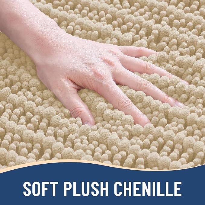 Arotive Round Bathroom Rugs 24x24, Soft Absorbent Chenille Shaggy Bath Mat | Cream Beige, Machine Wash Dry, Bath Rugs for Bathroom Floor, Tub and Shower, Home Decor Accessories