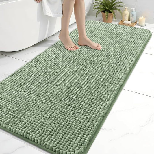 Arotive Chenille Bathroom Rugs 60x24, Soft Absorbent Bath Mat, Sage Green | Rubber Backing, Machine Washable Dry Bath Mats for Bathroom Floor, Tub and Shower, Home Decor Accessories