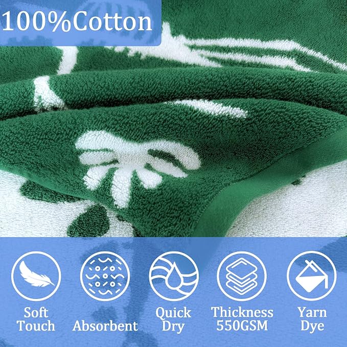 VOOVA & MOVAS Kids Poncho Towel, 4-8 Years, 100% Cotton, Dino | 28"x28" Roomy Size, Cartoon Dino Jacquard Print, Soft, Absorbent & Quick Dry for Daily Swimming