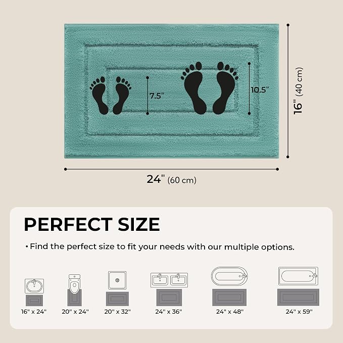 GRANNY SAYS Sage Green Bathroom Rug 16" x 24", Non-Slip Bath Mat | Ultra-soft, with durable TPR backing for reliable grip, fast water absorption, machine washable for small bathroom spaces
