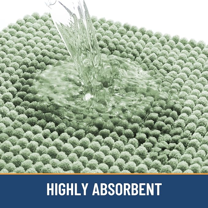 Arotive Chenille Bathroom Rugs 30x20, Soft Absorbent Bath Mat, Sage Green | Rubber Backing, Machine Washable Dry Bath Mats for Bathroom Floor, Tub and Shower, Home Decor Accessories