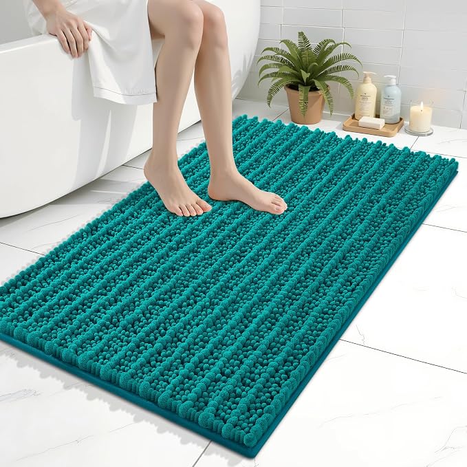 Arotive Bathroom Rugs Mat 36x24, Soft Absorbent Chenille Shaggy Bath Mat | Lake Blue, Machine Wash Dry, Bath Rugs for Bathroom Floor, Tub and Shower, Home Decor Accessories