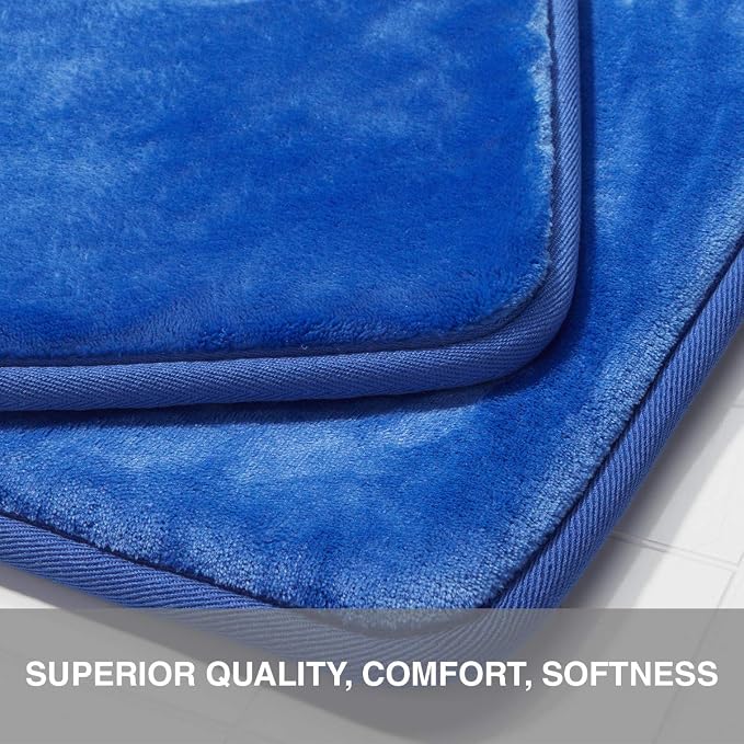 Memory Foam Bath Mat Non Slip Absorbent Super Cozy Velvet Bathroom Rug Carpet (60 inches X 17 inches, Royal Blue)