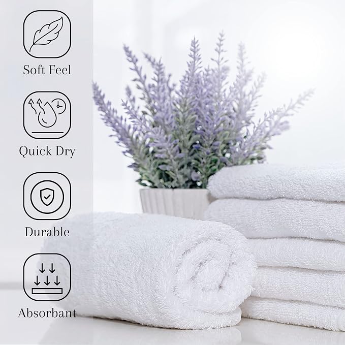Premium White Washcloths Set - 480 Pack | 13x13 Inches - Ultra Soft, Highly Absorbent - Cotton Wash Cloths for Your Body - Machine Washable & Fingertips Towels (13 x 13, White - 480 Pcs)