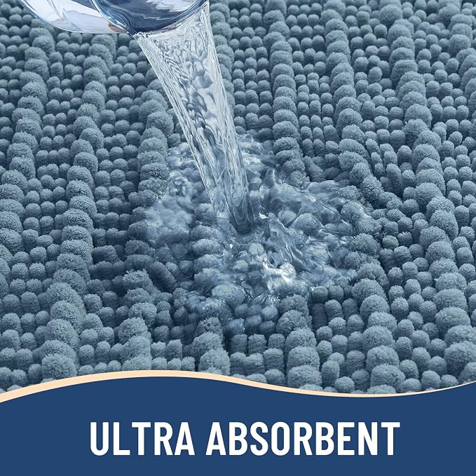 Arotive Bathroom Rugs Mat 30x17, Soft Absorbent Chenille Shaggy Bath Mat | Smoky Gray, Machine Wash Dry, Bath Rugs for Bathroom Floor, Tub and Shower, Home Decor Accessories