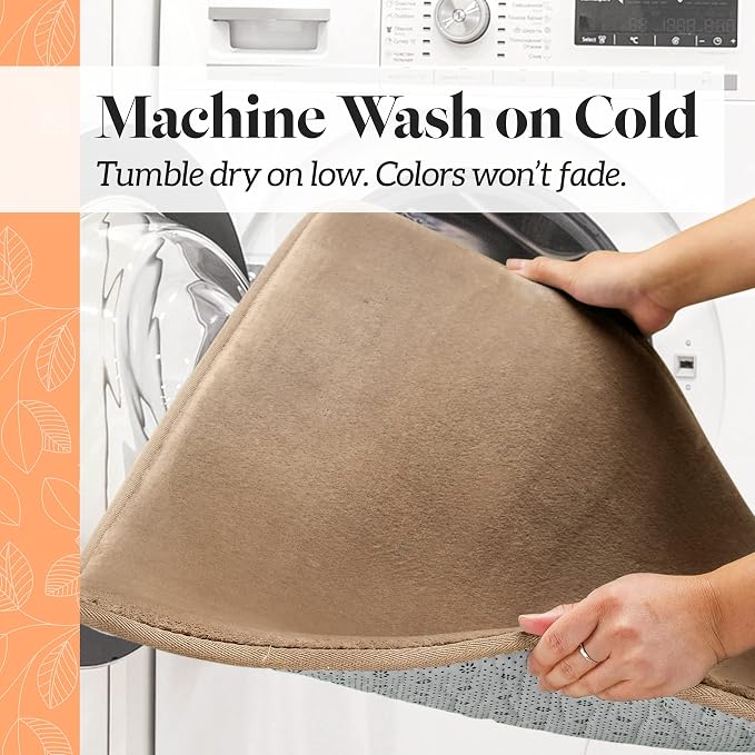 Memory Foam Bath Mat Non Slip Absorbent Super Cozy Velvet Bathroom Rug Carpet (22 inches X 36 inches, Beige)