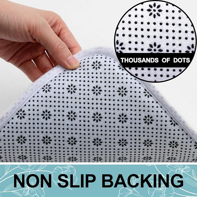 Smiry Memory Foam Bath Mat 24x16, Extra Soft and Absorbent Bathroom Rugs | White, Quick Dry Machine Washable Non-Slip Bath Mat for Bathroom Floor, Shower and Tub