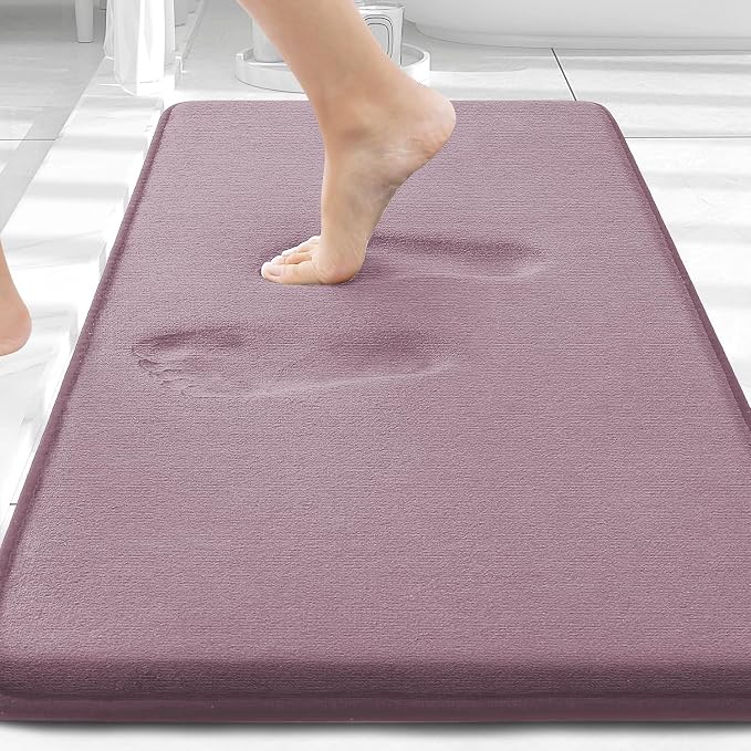 Smiry Memory Foam Bath Mat 30x20, Extra Soft and Absorbent Bathroom Rugs | Deep Plum, Quick Dry Machine Washable Non-Slip Bath Mat for Bathroom Floor, Shower and Tub