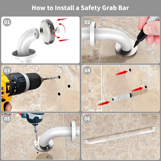 48 Inch Oil Rubbed White Shower Grab Bar w/Anti Slip Grip, ZUEXT Stainless Steel Bath Grab Bar,Bathroom Balance Bar, Wall Mount Safety Handrail Support, Handicap Injury Elderly Senior Assist Handle