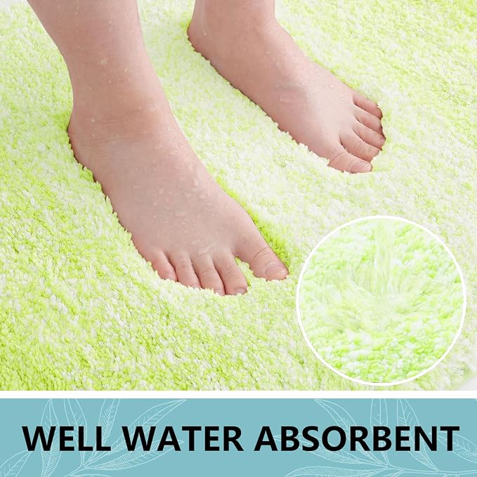 Arotive Microfiber Bathroom Rugs, Shaggy Soft Absorbent Bath Rug, 30x20 | LightGreen, Rubber Backing Thick Plush Machine Washable Dry Bath Mats for Bathroom, Tub and Shower, Rectangular