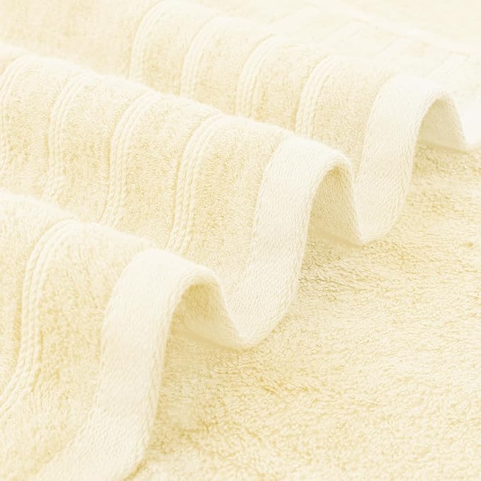 Avalon Towels Bath Towels Set of 4, Size 30 x 60 Inches - 60% Cotton, 40% Viscose Made from Bamboo, Soft and Absorbent, Thin and Quick Drying, Lightweight, Perfect for Daily Use