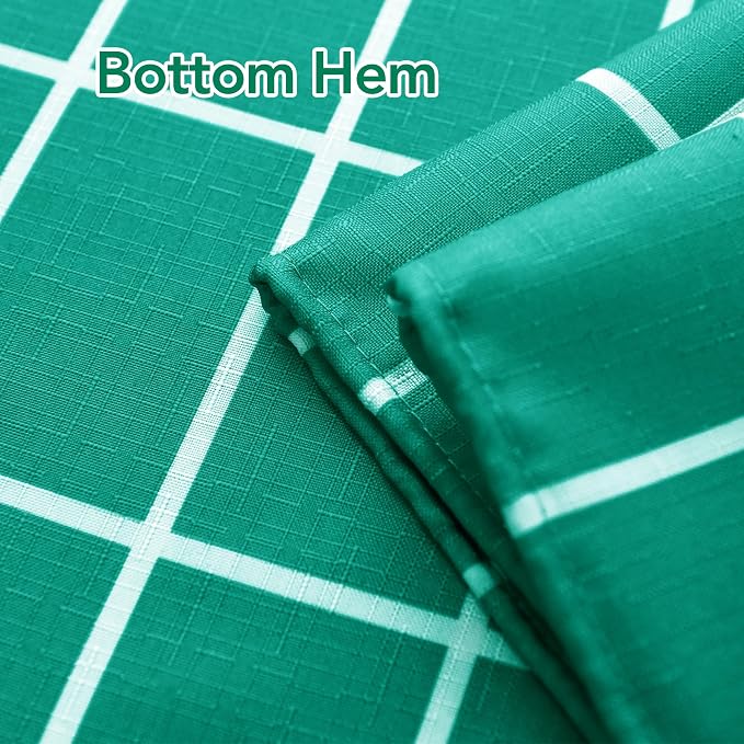 Biscaynebay Fabric Shower Curtain for Bathroom-Modern Farmhouse Faux Linen Textured Grid Plaid Shower Curtains, Minimalist Simple Geometric Neutral Decor Machine Washable-70x72 Inches Turquoise