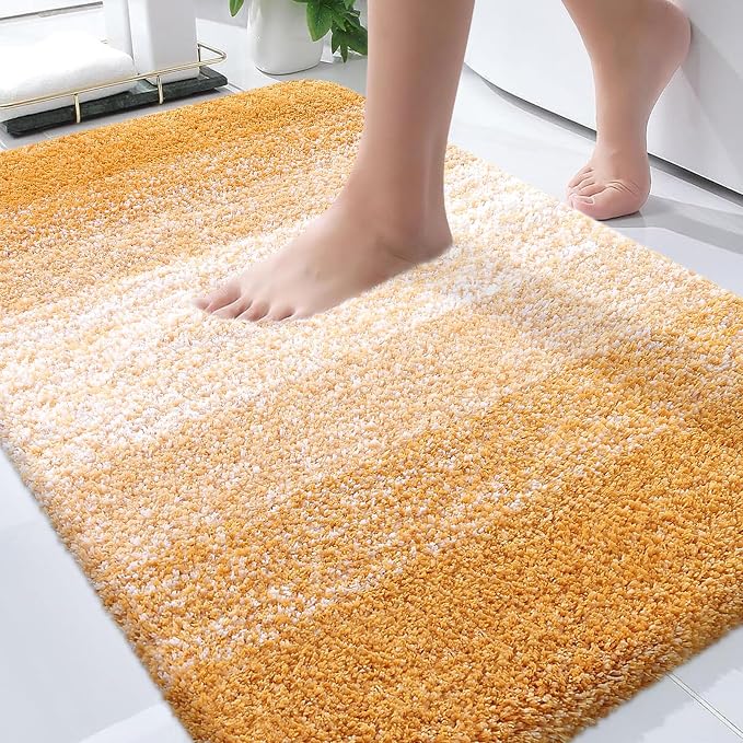 OLANLY Bathroom Rugs Mat 36x24, Extra Soft Absorbent Microfiber Bath Rugs | Golden Yellow, Non-Slip Quick-Drying Rubber Backing, Washable Bath Mat for Floor, Tub and Shower, Home Decor Accessories