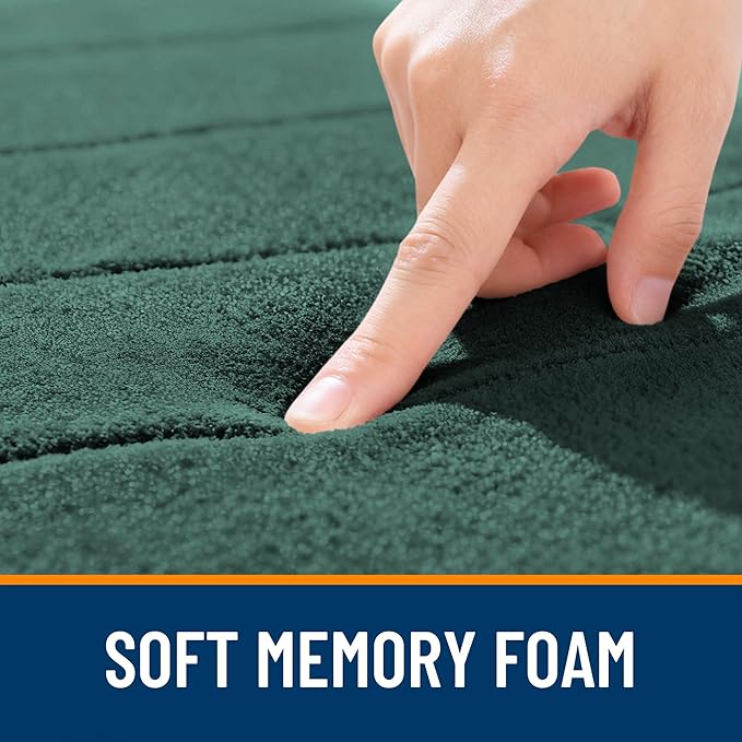 OLANLY Memory Foam Large Bath Mat 70x46, Super Soft Absorbent Bathroom Rugs | Blackish Green, Quick Dry Bath Rug, Machine Washable Shower Floor Mats, Bathmat Carpet for Bathroom Floor, Tub and Shower