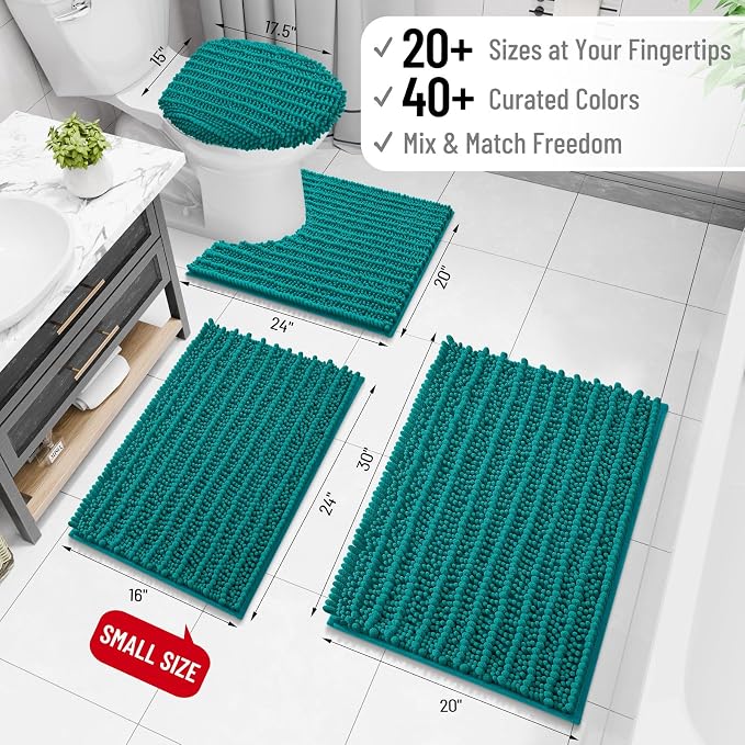 Arotive Bathroom Rugs Mat 36x24, Soft Absorbent Chenille Shaggy Bath Mat | Lake Blue, Machine Wash Dry, Bath Rugs for Bathroom Floor, Tub and Shower, Home Decor Accessories