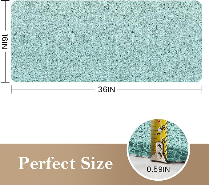 Shower Mat Bathtub Mat Non-Slip,36x16 inch, Soft Tub Mat with Drain,PVC Loofah Bath Mat (Phthalate Free) for Tub and Bathroom,Quick Drying,Green | 36x16 inch,PVC Loofah Bath Mat with Drain for Tub and Bathroom,Quick Drying,Green