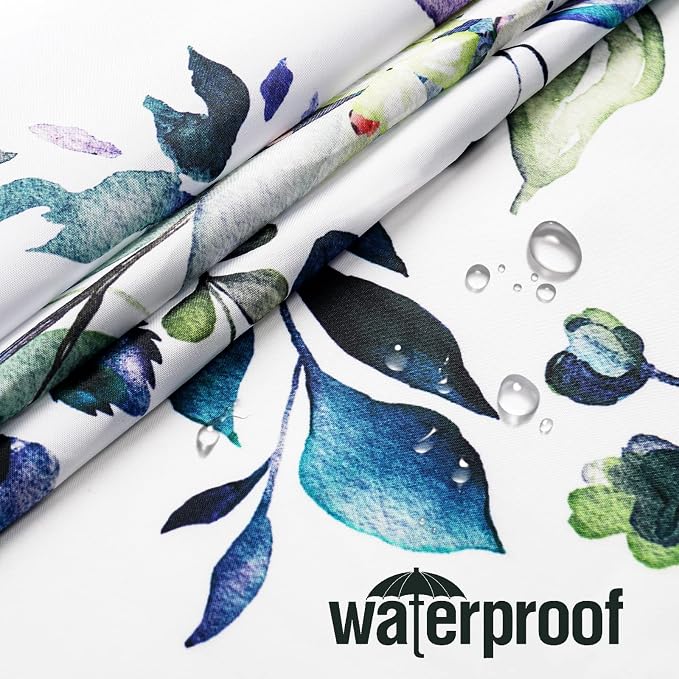 Green Eucalyptus Shower Curtain, Watercolor Floral Print, 72x96 | Watercolor Plant Leaves Floral Print, Extra Long Waterproof Fabric Bathroom Decor, Machine Washable, Rustproof Grommets