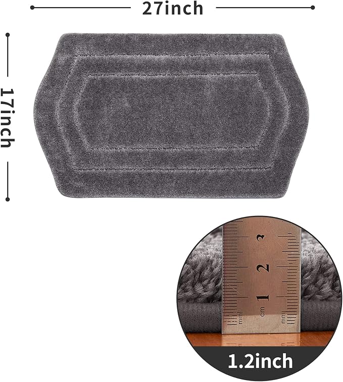 COSY HOMEER Non-Slip Bath Mat Extra Thick Absorbent Plush Washable | 17"x27" Grey Non-Slip Extra Thick Plush Absorbent Machine Washable Bath Mat Bathroom Rug Floor Tub Shower