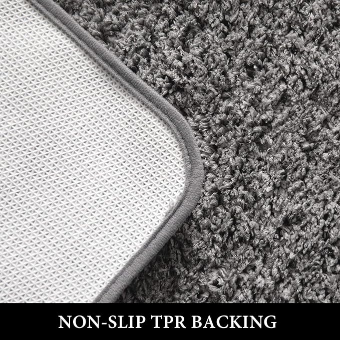 MIULEE Grey Toilet Bathroom Rug U-Shaped Microfiber Bath Mat 24x24 Inch | Absorbent, Non Slip, Quick Dry, Fluffy Bath Rugs for Bathroom Floor Tub Showers, Machine Washable