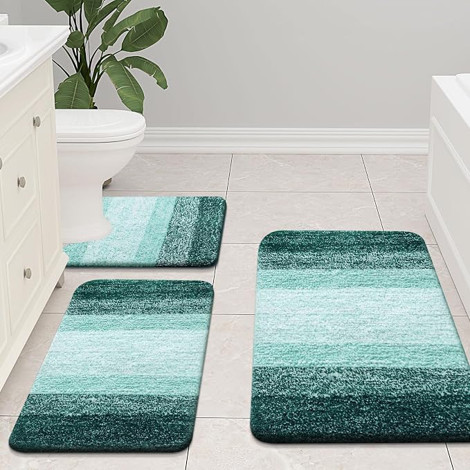 Arotive Microfiber Bathroom Rugs, Shaggy Soft Absorbent Bath Rug, 44x32 | DarkGreen, Rubber Backing Thick Plush Machine Washable Dry Bath Mats for Bathroom, Tub and Shower, Rectangular