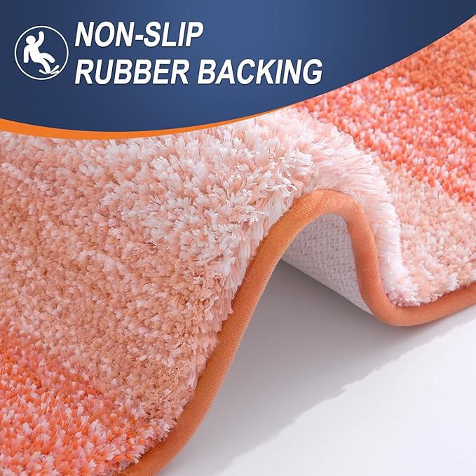 OLANLY Bathroom Runner Rug 47x17, Extra Soft Absorbent Microfiber Bath Rugs | Coral, Non-Slip Quick-Drying Rubber Backing, Machine Washable Long Bath Mat for Floor, Tub and Shower, Home Decor Accessories
