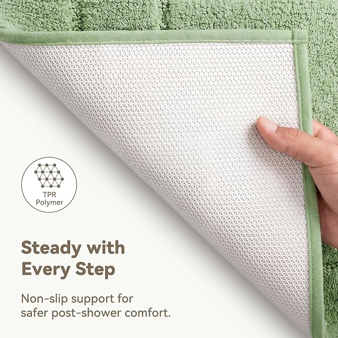 GRANNY SAYS Sage Green Bathroom Rug 20" x 32", Non-Slip Bath Mat | Ultra-soft, durable TPR backing for reliable grip, fast water absorption, machine washable for Vanity, Shower, Tub