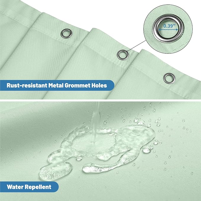 1 Pack Water-Repellent Fabric Shower Curtain Liner, 72x72 MintGreen | 100% polyester, 3 Magnets, Rustproof Grommets&Weighted Hem, quick-dry,machine washable, hotel quality for Standard bathroom