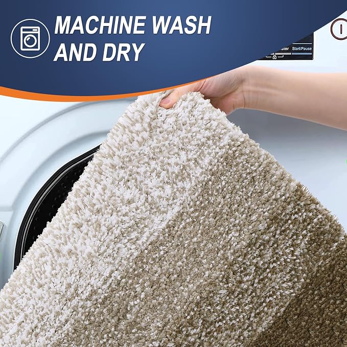 OLANLY Luxury Toilet Rugs U-Shaped 24x20, Soft Absorbent Microfiber Mat | Coffee, Non-Slip Quick-Drying Rubber Backing, Machine Washable Plush Contour Bath Mat for Toilet Base, Home Decor Accessories