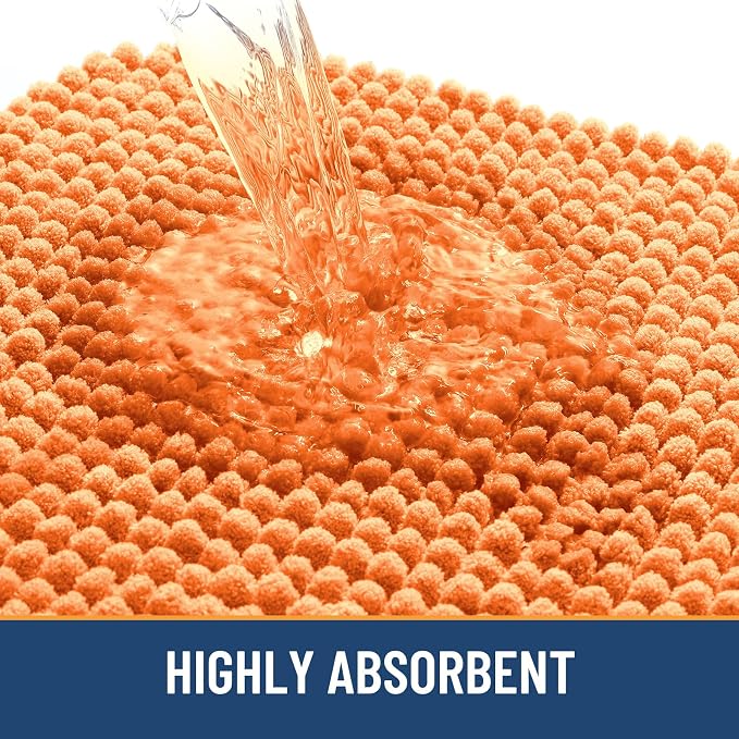 Arotive Chenille Bathroom Rugs 24x16, Soft Absorbent Bath Mat, Coral | Rubber Backing, Machine Washable Dry Bath Mats for Bathroom Floor, Tub and Shower, Home Decor Accessories