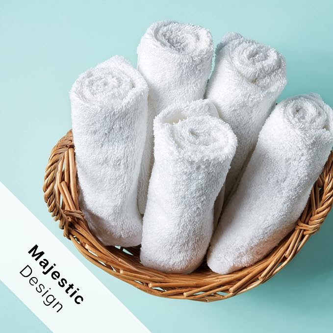 Premium White Washcloths Set - 300 Pack | 13x13 Inches - Ultra Soft, Highly Absorbent - Cotton Wash Cloths for Your Body - Machine Washable & Fingertips Towels (13 x 13, White - 300 Pcs)