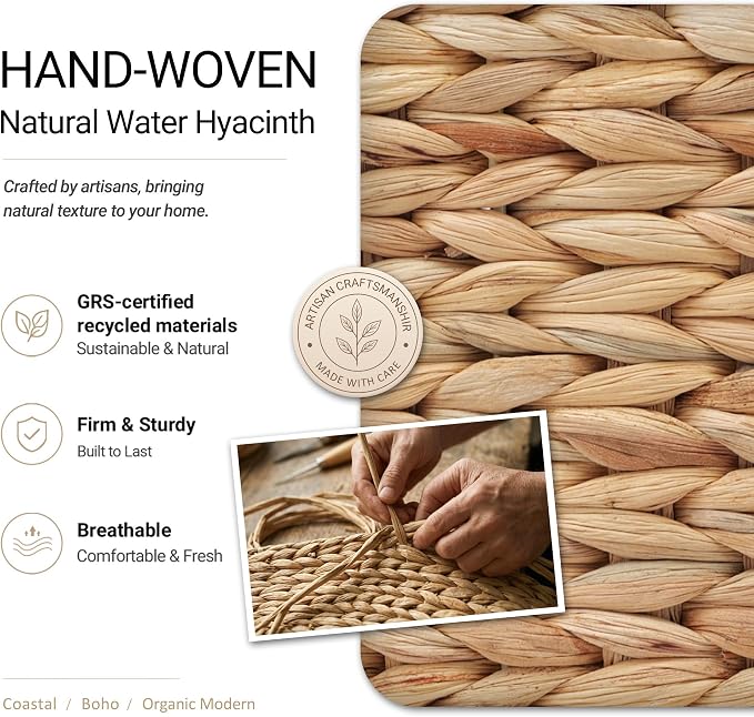Wicker Baskets for Organizing, Pantry Baskets with Built-in Handles, Handwoven Labeled Wicker Storage Basket, Water Hyacinth Storage Bins for Shelves, 3 Pack, Natural - 2 Set