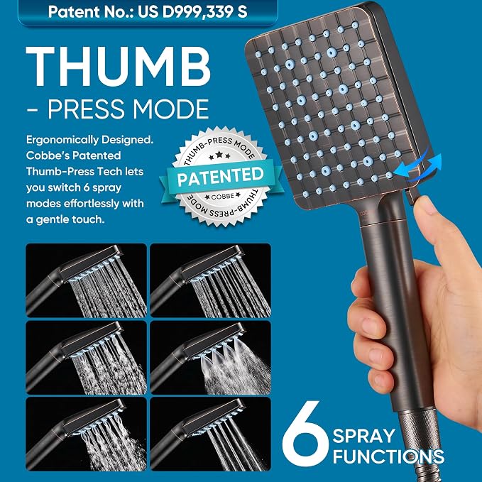 Cobbe Filtered Shower Head with Handheld, High Pressure 6 Spray Mode Showerhead with Filters, Water Softener Filters for Hard Water - Remove Chlorine - Reduces Dry Itchy Skin, Oil Rubbed Bronze