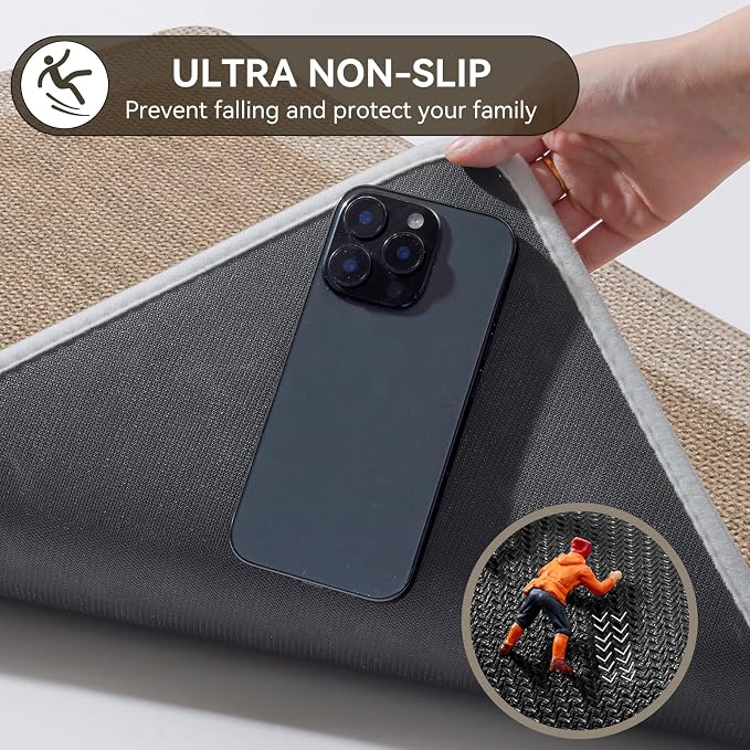 Non Slip Bath Mat, Thin Bathroom Rugs Fit Under Door, Brown 20x31 | Quick Dry Absorbent, Rubber Backing Washable Bathmat, Shower Mat for Bathroom Floor, Tub and Outside Shower, Home Decor