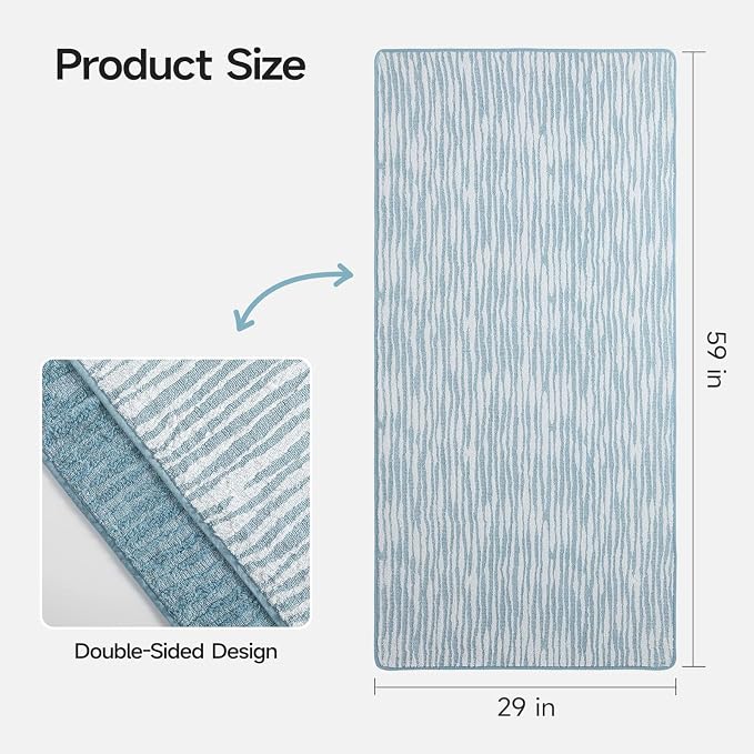 REDKISS 2 Pack Blue Bath Towels Set, 100% Cotton Double-Sided Design | Ultra Soft, Super Absorbent, Quick Dry Bathroom Towels for Bathroom, Gym, Spa, Pool, Hotel & Family Use, 29 x 59 Inches