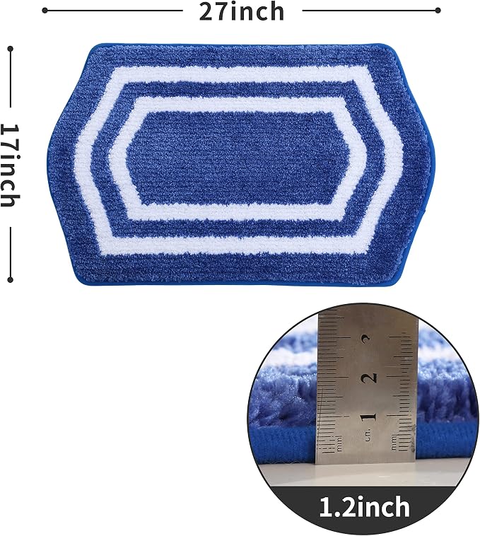 COSY HOMEER Non-Slip Bath Mat Extra Thick Absorbent Plush Washable | 17"x27" White/Blue Non-Slip Extra Thick Plush Absorbent Machine Washable Bath Mat Bathroom Rug Floor Tub Shower