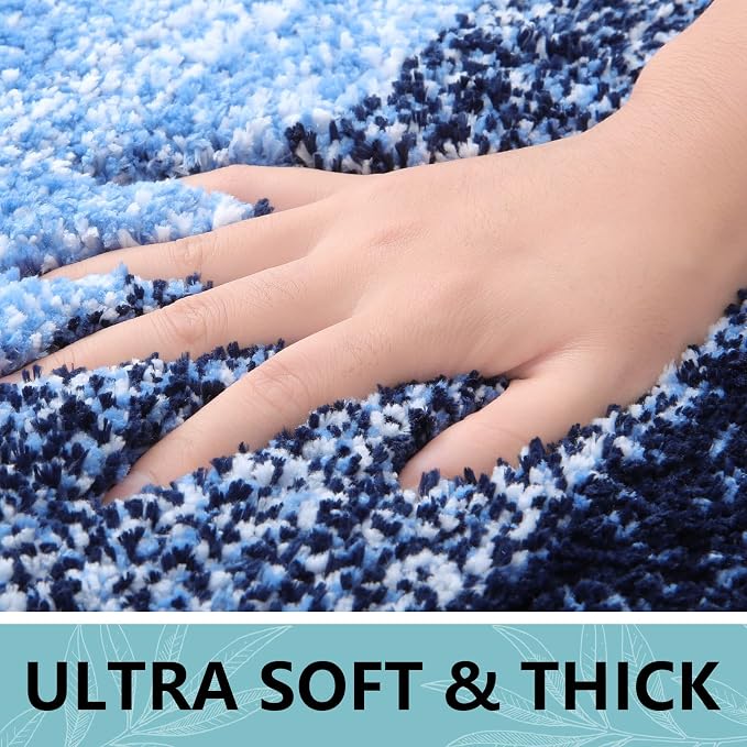 Arotive Microfiber Bathroom Rugs, Shaggy Soft Absorbent Bath Rug, 24x16 | Blue, Rubber Backing Thick Plush Machine Washable Dry Bath Mats for Bathroom, Tub and Shower, Rectangular