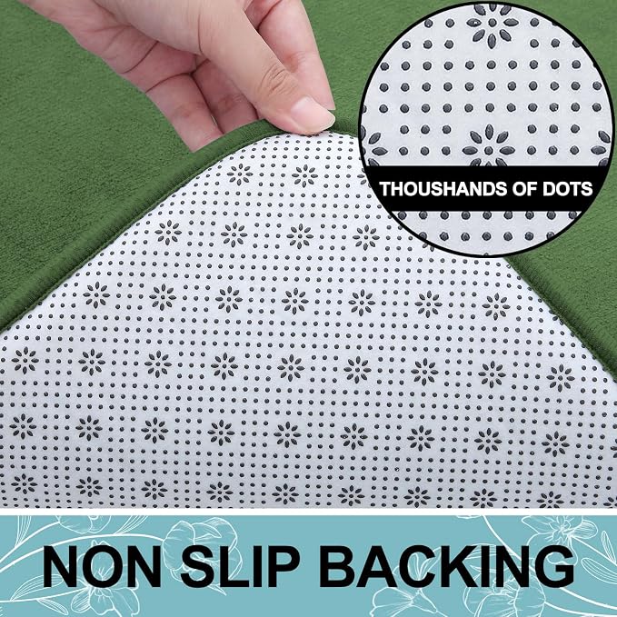 Smiry Memory Foam Bath Mat 36x24, Extra Soft and Absorbent Bathroom Rugs | Olive Green, Quick Dry Machine Washable Non-Slip Bath Mat for Bathroom Floor, Shower and Tub