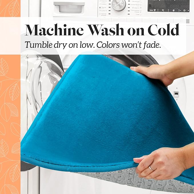 Memory Foam Bath Mat Non Slip Absorbent Super Cozy Velvet Bathroom Rug Carpet (17 inches X 24 inches, Caribbean Sea)