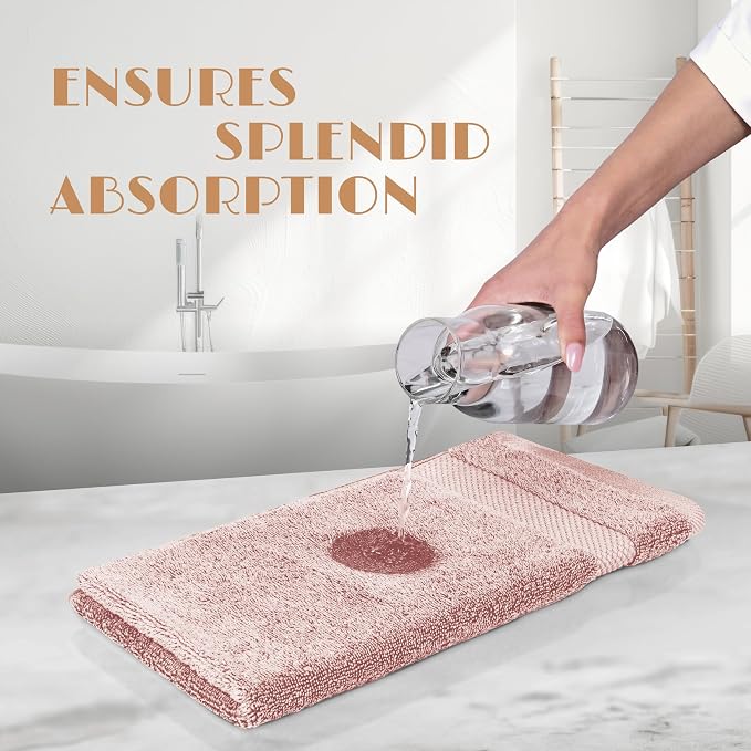 White Classic Pink Hand Towels for Bathroom [12 Pack] Cotton Hand Towel Bulk for Gym, Kitchen and Spa, 16x27 Inches Soft Highly Absorbent Quick Dry Terry Salon Towels