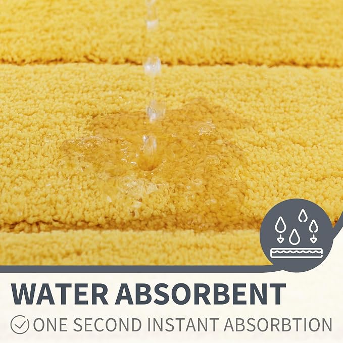 GRANNY SAYS Yellow Bathroom Rug 36" x 24", Non-Slip Microfiber Bath Mat | Ultra-soft, durable TPR backing for reliable grip, fast water absorption, machine washable for Vanity, Shower, Tub