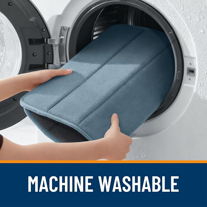 OLANLY Memory Foam Large Bath Mat 40x32, Super Soft Absorbent Bathroom Rugs | Airy Blue, Quick Dry Bath Rug, Machine Washable Shower Floor Mats, Bathmat Carpet for Bathroom Floor, Tub and Shower