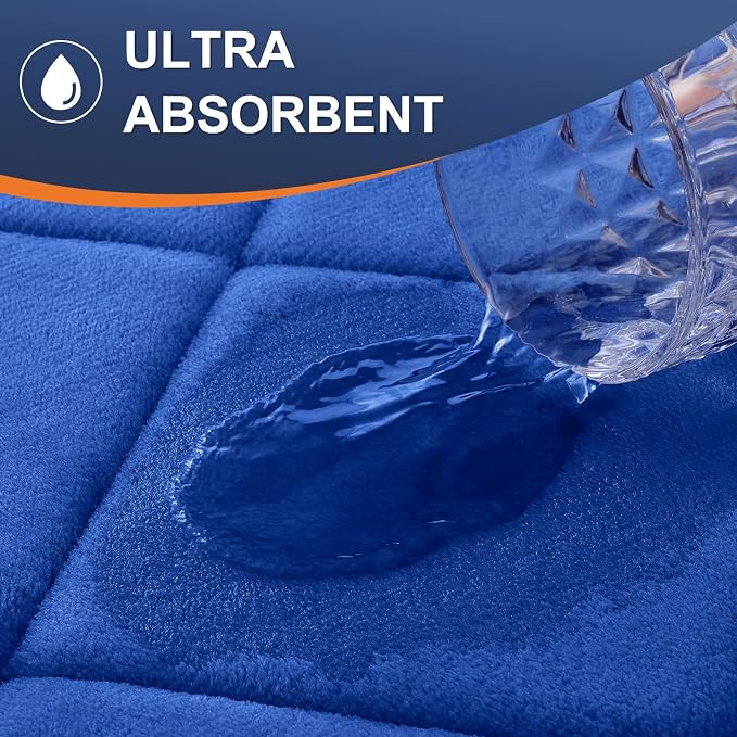 OLANLY Memory Foam Bath Mat 44x24, Ultra Soft and Absorbent Bathroom Rugs | Royal Blue, Quick Dry, Machine Washable Shower Bath Rugs, Comfortable Bath Carpet for Bathroom Floor, Tub and Shower