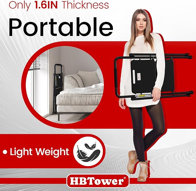 HBTower Step Ladder, Folding Step Stool with Wide Anti-Slip Pedal | Sturdy Steel Ladder, Convenient Handrail, Lightweight, Portable Steel Step Stool